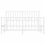 ZNTS Metal Bed Frame with Headboard and Footboard White 140x190 cm 374504