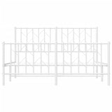 ZNTS Metal Bed Frame with Headboard and Footboard White 140x190 cm 374504