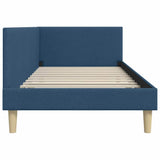 Corner Bed Frame with Headboard Blue 90 cm x 190 cm Velvet 42016188
