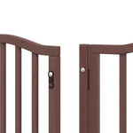 Dog Gate with Door Foldable 12 Panels Brown 600 cm Poplar Wood 3155607
