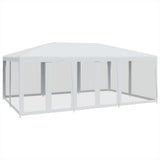 Party Tent with 10 Mesh Sidewalls White 6x4 m HDPE 4010066