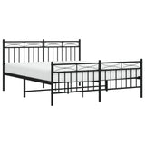 Metal Bed Frame without Mattress with Footboard Black 160x200cm 373712