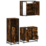 ZNTS 3 Piece Bathroom Furniture Set Smoked Oak Engineered Wood 3300957