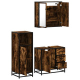 3 Piece Bathroom Furniture Set Smoked Oak Engineered Wood 3300957