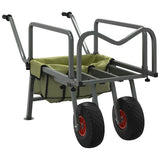 Fishing Trolley Green with 2 Wheels Powder-coated Steel 94870