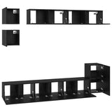 TV Cabinet Set Wall-mounted 8 pcs Black Oak Engineered Wood 3393166