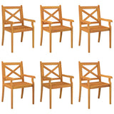 Dining Chair Set of 6 Natural Wood Solid acacia wood Standard 3098661