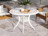 78 cm Round Garden Dining Table with Parasol Hole Antique Cast Aluminium Outdoor Table Only, White T3398P317619