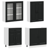 Kitchen Unit PORTO 4 pcs Black Engineered Wood 3438336