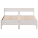 Bed Frame without Mattress White 135x190 cm Double Solid Wood Pine 842771