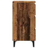 Bed Cabinet with Metal Legs Old Wood 40x35x69 cm 856424