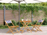 3 Piece Bistro Set Blue and White Fabric and Solid Wood 3281753
