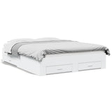 Bed Frame White Engineered wood, Plywood Double Bed Frame 3280384