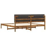 Bed Frame with Upholstered Headboard Natural and Dark Grey 3405044