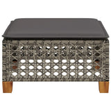Garden Stool with Cushion Grey 63.5x56x32 cm Poly Rattan 365933