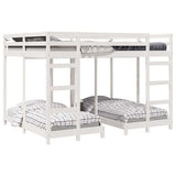 Triple Bunk Bed Frame White 160 x 200 cm Solid Pine Wood 3414562