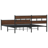 ZNTS Metal Bed Frame without Mattress Brown Oak 183x213 cm 3308518