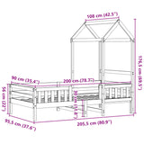 Bed Frame with Roof without Mattress Wax Brown 90x200 cm 3282161