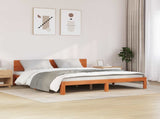 Bed Frame with Headboard Wax Brown 180 x 200 cm Solid Pine Wood 863986