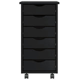 Rolling Cabinet with Drawers MOSS Black Solid Wood Pine 4015782