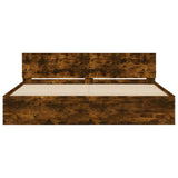 Bed Frame Smoked Oak Engineered Wood, Plywood Super King Durable 3207466