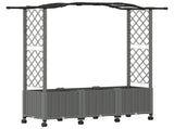 Raised Bed with Trellis and Roof Light Grey 164 x 40 x 144 cm 3423103