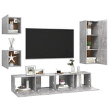5 Piece TV Cabinet Set Concrete Grey Engineered Wood 3079116