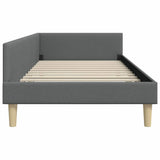 Corner Bed Frame with Headboard Dark Grey 100 x 200 cm Fabric 42016126