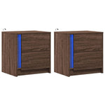 ZNTS Bedside Cabinets with LED Lights 2 pcs Brown Oak Engineered Wood 852060