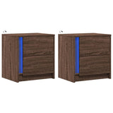 ZNTS Bedside Cabinets with LED Lights 2 pcs Brown Oak Engineered Wood 852060