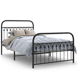 Metal Bed Frame without Mattress with Footboard Black 107x203cm 376614