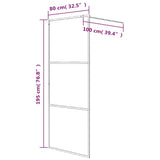Walk-in Shower Wall White 80x195 cm Clear ESG Glass 152150