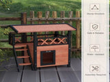 Cat House Outdoor w/ Balcony Stairs Roof, 77 x 50 x 73 cm, Brown T3398P349840