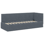 Corner Bed Frame with Headboard Dark grey 80 x 200 cm Velvet 42016247