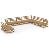 10 Piece Garden Lounge Set Honey Brown Solid Pinewood 3075867