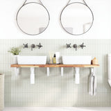 Basin Shelf Wall Mounted Steel and Solid Wood Acacia 3302710