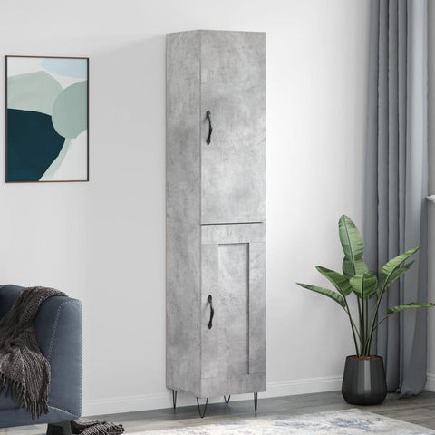 Highboard Concrete Grey 34.5x34x180 cm Engineered Wood 3199141