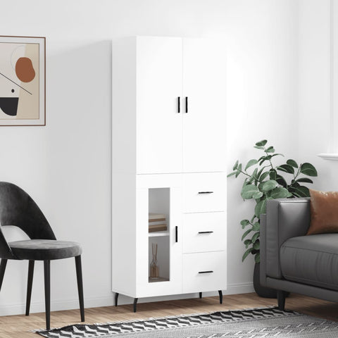 Highboard White 69.5x34x180 cm Engineered Wood 3195971