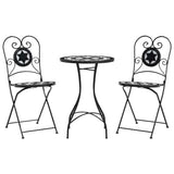 Mosaic Bistro Set Black and White Iron and Ceramic 3216354