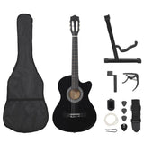 12 Piece Western Classical Guitar Set with 6 Strings Black 38" 70133