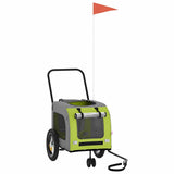 Pet Bike Trailer with Storage Green and grey 125 x 53 x 54 cm 93850