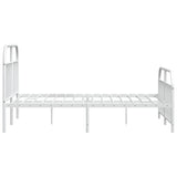 Bed Frame White Powder-Coated Steel Double Bed Frame 353703