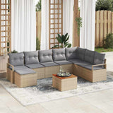 Garden Sofa Set with Cushion 8 pcs Beige Poly Rattan 3347735