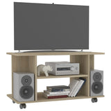 TV Cabinet with Castors Sonoma Oak 80x40x45 cm Engineered Wood 800192
