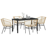 Garden Dining Set 5 pcs Brown Poly Rattan 3380913