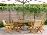 5 Piece Garden Dining Set Beige Polypropylene and Solid Wood 3281831