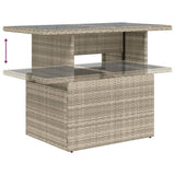 Garden Table with Glass Top Light Grey 100x55x73 cm Poly Rattan 366183