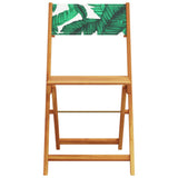 3 Piece Bistro Set Leaf Pattern Fabric and Solid Wood 3281764