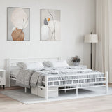 ZNTS Bed Frame with Headboard White 160x200 cm Metal 285299