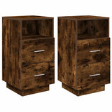 Bedside Cabinets 2 pcs with 2 Drawers Smoked Oak 36x36x68 cm 858587